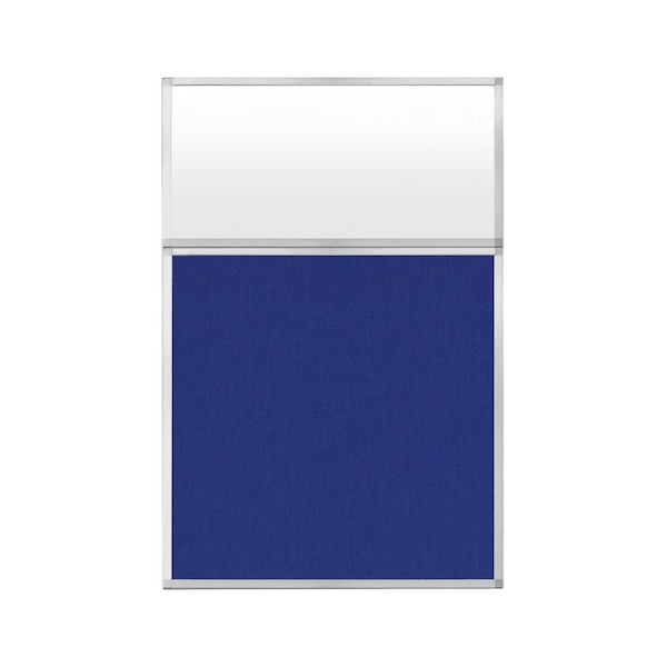 Hush Panel Configurable Cubicle Partition 4' x 6' W/ Window Royal Blue Fabric Frosted Window